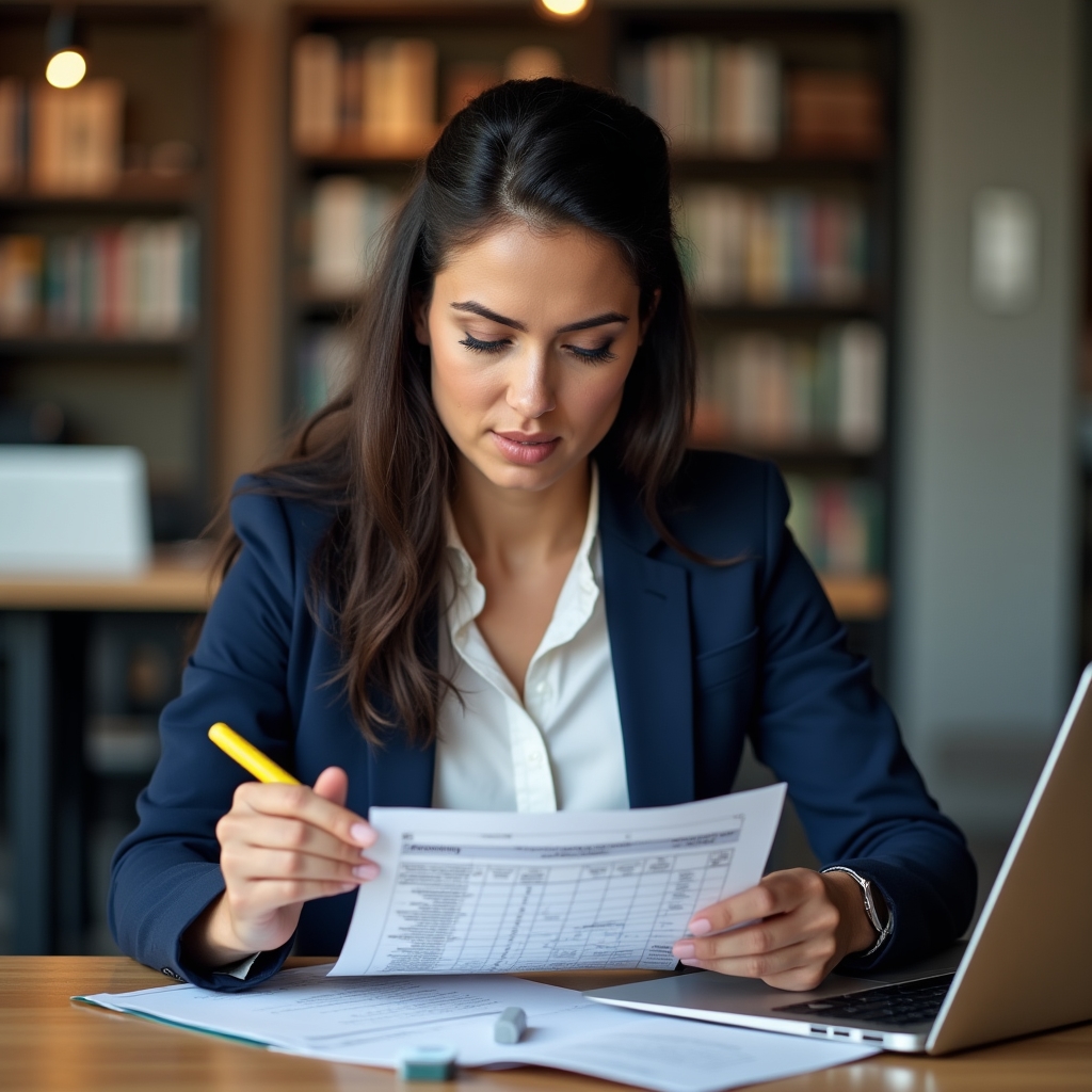 Person studying ISR tax tables and income tax brackets with a notepad